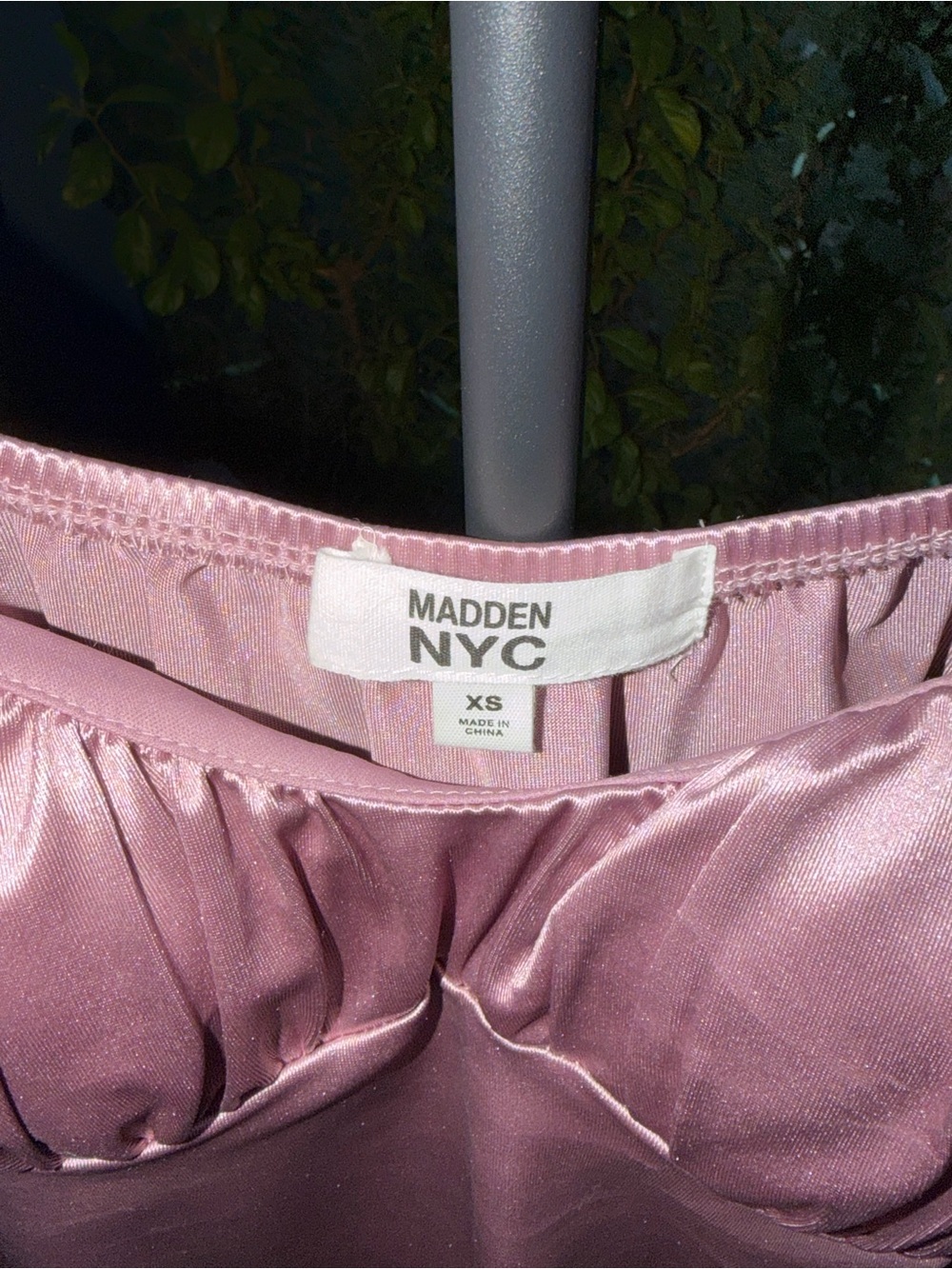 Corset Emma Mauve/ Purple Satin Puff-Sleeve Blouse by Madden NYC Size XS - Picture 4 of 15